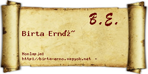 Birta Ernő névjegykártya